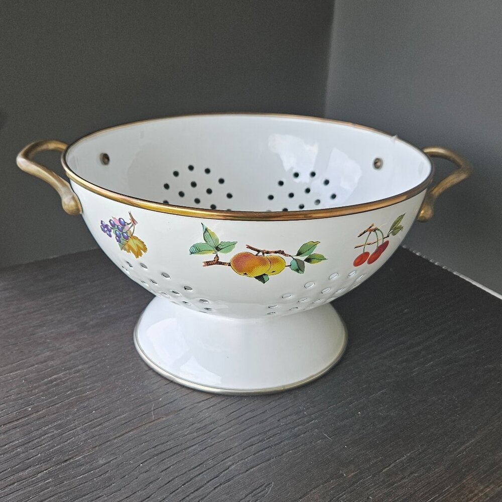 Tabletops Unlimited Enameled Fruit Designed Collander